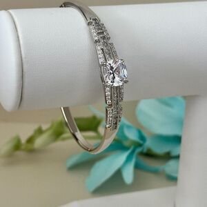 14K Silver Gold Plated‎ Women's Bangle Cubic Zirconia High Quality